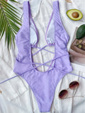 Sexy Red Swimsuit Micro String Bikini Hollow Out Backless Monokini Women One-Piece Vacation Swimwears Bikinis Beach Bathing Suit