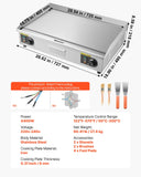 SucceBuy Commercial Electric Griddle 3200W Stainless Steel Countertop Grill