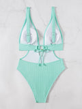 Deep V Neck Cut Out Women Swimwear One Piece Swimsuit Female High Leg Cut Monokini Bather Backless Bathing Suit Swim Beachwear