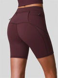 Naked High Waisted Yoga Shorts Women Quick Drying Side Pocket Cycling Pants Outdoor Abdominal and Hip Lifting Sports Shorts