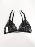 Hot Sexy Lingerie Female Bra Garter Panty Ultra-thin Semi See-through Full Lace Comfortable No-steel Ring Bras Thong Body Suit