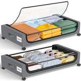 Under Bed Storage Bins With Wheels 2-Pack Clear Lids