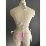 S - XL Sexy Halter Strappy High Cut Bikini Women Swimwear Female Swimsuit Two-Pieces Bikini Set Bather Bathing Suit Swim V6244