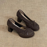 Spring Autumn Platform Mary Jane Shoes Women Thick High Heels Shoes Vintage Slip on Butterfly-knot Pumps 2026 New