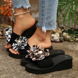 Fashion Leopard Print Wedges Sandals Women Lightweight Thick Sole Beach Slippers Woman Plus Size 42 Non Slip Summer Sandles