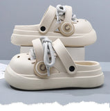 Women Summer Sandals Lace-up Style 2 Way to Wear Couples Fashion Platform Clogs Soft EVA Thick Sole Men Beach Street Slippers
