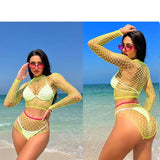 1 Set Sexy Women Fishnet Cover Ups Hollow Out Bodycon Women's Swimwear See through Tassel Dress without Bikini Beachwear