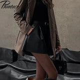 Phantasy Sexy Short Trousers Street Bottom High Waist Wide Leg Ruffles Cuff Pu Leather Shorts Fashionable Autumn Women Clothing