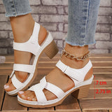 Cross Band High Heels Sandals for Women Summer Plus Size Thick Heeled Casual Sandles Woman Lightweight Non Slip Platform Sandals