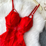 MOYISU Women's Sexy Summer Bodysuit Halter See Through Mesh Lingerie Push Up Pads Euro Style Boho Chic Shapewear Hot Item AU Hot