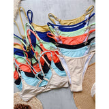 10 Colors V Neck Rhinestones Bikini Female Swimsuit Women Swimwear Two-pieces Bikini Set Padded Bather Bathing Suit Swim V8138