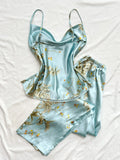 Small Cherry Print Pajamas Set Spring Summer Halter Pants Two Piece Thin Home Wear Women