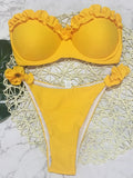 Sexy Leopard Ruffled Bra Cup Bikini 2025 Women Bandeau Swimsuit Female Swimwear Two Pieces Bikini Set High Cut Bathing Suit Swim