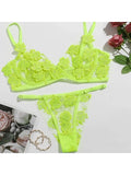 Toucheart Sexy Lingerie Set Transparent Feminine Sweet Mesh Embroidered Lace Bra Flower Applique Transparent Lingerie Women Kit