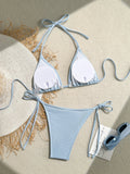 Shell Decoration Ribbed Halter Strappy Bikini Women Swimwear Female Swimsuit Two-pieces Bikini Set Bather Bathing Suit Swim Lady
