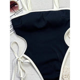 2026 Ribbed Strappy Mini Micro Thong Women Swimwear One Piece Swimsuit Female High Cut Leg Padded Bather Bathing Suit Swim V6711