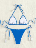 ZTVitality Blue Sexy Bikini Set 2024 New Arrival Biquini Padded Bra Halter Bandage Swimsuit Women's Swimwear Whip Stitch Summer