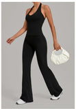 2PCS Yoga Suit Women Hanging Neck Slim Sports Tank Top Gym Tracksuit Outwear High Waist Leggings Workout Fitness Running Sets