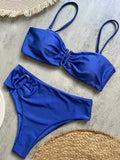 Shiny Sparkling U Shaped Female Swimsuit High Waist Bikini Women Swimwear Two-pieces Bikini Set Pool Bathing Suit Swim Beachwear