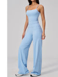 Yoga Suit Gym Fitness Set Hanging Neck Slim Sports Tank Top High Waist Wide Leg Pants Tracksuit Outdoor Running Athletic Wear