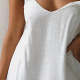 V Neck Summer Dress for Dating Women Dress Solid Color Flounce Edge Spaghetti Strap Women Party Dresses