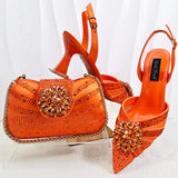 Doershow beautiful Italian Shoes And Bag Sets For Evening Party With Stones Italian Leather Handbags Match Bags!  HC1-1