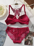 Women's sexy embroidered lace lingerie set for front gathered push ups back butterfly comfortable and close fitting bra set 2120