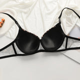 New leopard print European and American 3/4 cup lingerie paired with thong sexy women's underwear set push up bra B2087