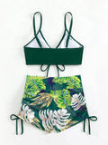2026 Tie Dye Bikini Drawstring Swimsuit Women High Waist Shorts Swimwear Female Padded Bathing Suit Swimming Beachwear Summer