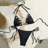 Shell Decoration Swimwear String Halter Bikinis Sets Micro Thong Sexy Swimsuit Women 2026 Bathing Suit Purple Triangle Bikini