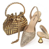 Doershow  African fashion Italian Shoes And Bag Sets For Evening Party With Stones wine Italian Handbags Match Bags! HAE1-4