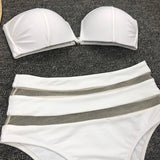V Shaped Bandeau High Waist Bikini Women Swimsuit Female Swimwear Two-pieces Bikini Set with Bra Cup Bathing Suit Swim Beachwear