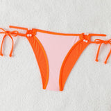 Sexy Orange Bikini 2025 Women Pearls Strap Push Up Drawstring Side Thong Swimsuit Luxury Lace Up Beach Bathing Suit Swimwear