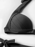 Summer Fashion Solid Color Strap Bikini Anti-Wrinkle Comfortable Swimsuit Perfect Beachwear for Pool Party And Sunbathing
