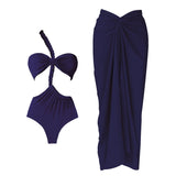 New 3Pcs Crochet Bikini Women Swimsuit Sexy Swimwear Halter Biquini Push Up Swim Suit Strappy Bodysuit Female Bathsuit Beachwear