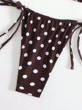 sexy polka dot print micro mini bikinis sets two pieces halter tie swimsuits beachwear bathing suit swimwear biquini tankini