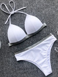 2025 Push Up High Waist Bikini Women Swimsuit Female Swimwear Two Pieces Bikini Set Halter Bra Cup Bathing Suit Swim Beach Wear
