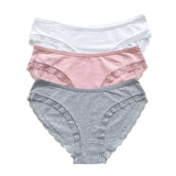 3Pcs/Set Women Lace Briefs Female Underpants Solid Color Pantys M-XL Soft Underwear Sexy Lingerie Intimates Cotton Panties