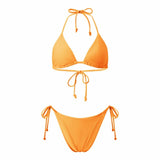 2026 Summer Women's Solid Color Swimwear Halter Bikini Set Bra with Side Tie Thong 2Pcs Bathing Suits Sexy Fashion