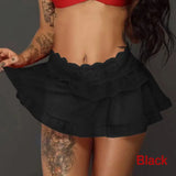 Ultra Mini Sexy Skirt for Women Lace Ruffle Skirt Casual Above Knee Black Miniskirt Summer Dance Short Skirts Party Club Wear