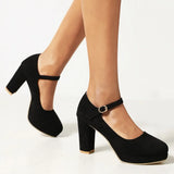 2026 Plus Size 33-45 Elegant Nude Ankle-strap Pumps Office Lady Classic Black High Heels Shoes Women Red Platform Party Shoes