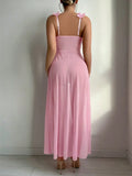 Pink Floral Sexy Lingerie Dress Women Nighties Exotic Babydolls Slip Nightdress Deep-V Lace Mesh See Through Nightgowns