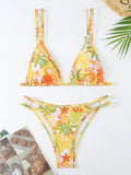 2025 Strappy Bikini Brazilian Printed Swimsuit Women Sexy Padded Swimwear Female Bathers Bathing Swimming Swim Suit Beachwear