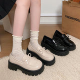2025 Bowknot Decor Platform Loafers Women Fashion High Heel Jk Pu Leather Shoes Woman Korean Slip On Thick Sole Shoes Female