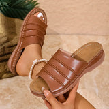 White Pu Leather Platform Sandals Women Lightweight Plus Size 36-43 Beach Sandles Woman 2025 Summer Wedges Slippers Female