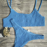 Sexy Wrinkled Butterfly Printed Bikini Female Swimsuit Women Swimwear Two-Pieces Bikini Set Bather Bathing Suit Swim Lady V713