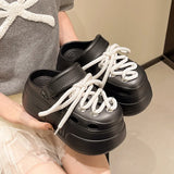 2025 Women Platform Slippers DIY Lace-up Leisure Clogs Summer Garden Shoes Thick Sole Female Home Beach Slides Street Sandals