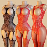 Transparent Fishnet Lingerie Women Crotchless Bodysuits Sexy Open Crotch Pantyhose Teddy Jumpsuits Erotic Full Body Stockings