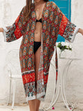 Printed Long Sleeve Crochet Knitted Cardigan Tunic Beach Cover Up Cover-ups Beach Dress Beach Wear Beachwear Female Women K7203