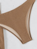 With Skirt Wrinkled Bandeau Bikini Female Swimsuit Women Swimwear Three-pieces Bikini Set Metal Ring Bathing Suit Swim Beachwear